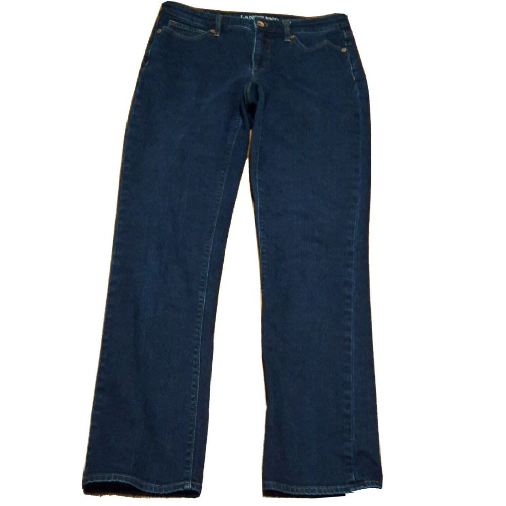 Lands' End Women's Straight Leg Jeans - Dark Blue